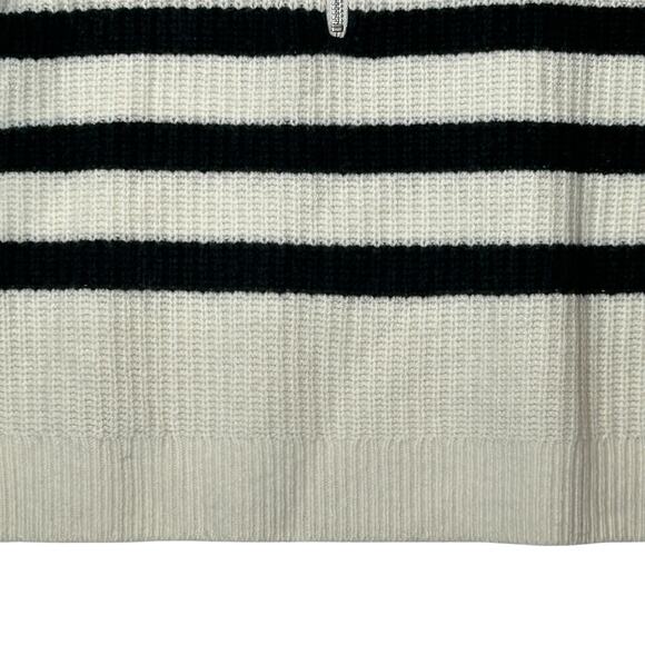 Everlane The Felted Merino Half-Zip Sweater Black/Bone Women XXS NWT Chunky Rib - Picture 8 of 13